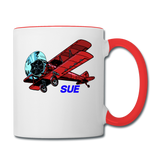 Wisconsin Airports - Sturgeon Bay SUE - Biplane - Contrast Coffee Mug - white/red