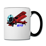 Wisconsin Airports - Watertown RYV - Biplane - Contrast Coffee Mug - white/black