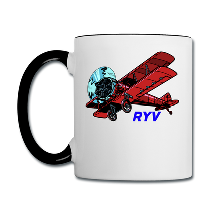 Wisconsin Airports - Watertown RYV - Biplane - Contrast Coffee Mug - white/black