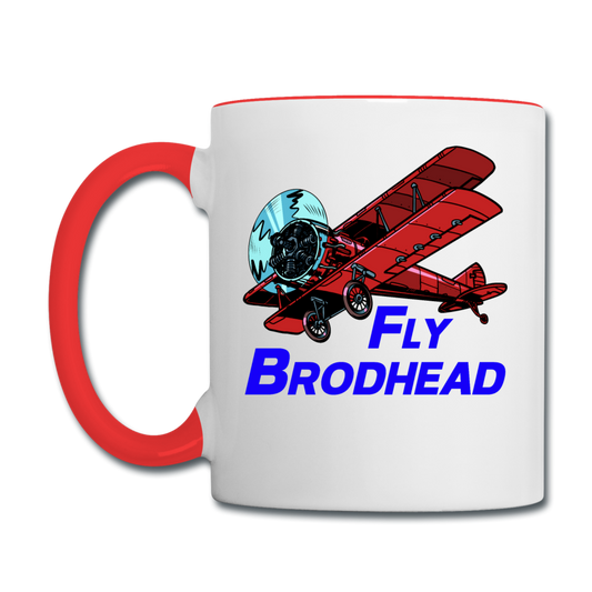 Fly Wisconsin - Brodhead - Biplane - Contrast Coffee Mug - white/red