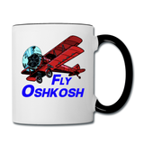 Fly Wisconsin - Oshkosh - Biplane - Contrast Coffee Mug - white/black