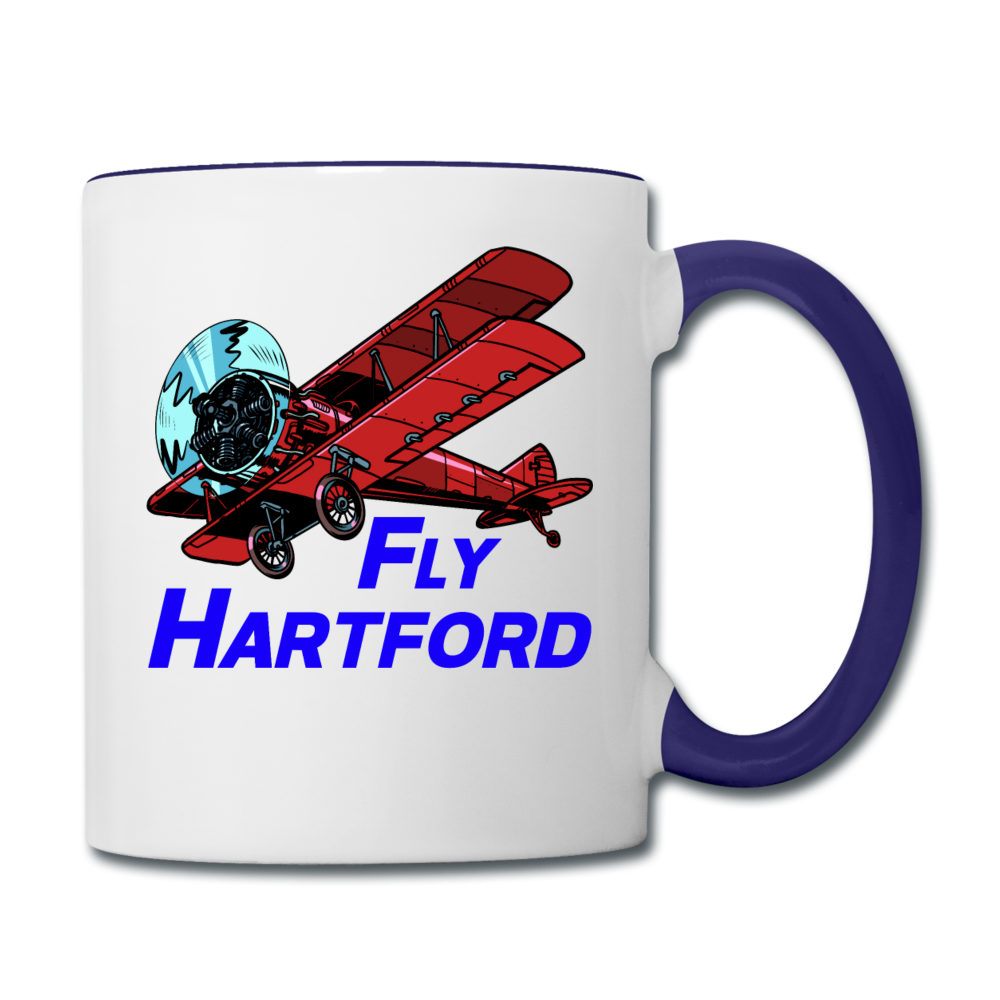 Fly Wisconsin - Hartford - Biplane - Contrast Coffee Mug - white/cobalt blue