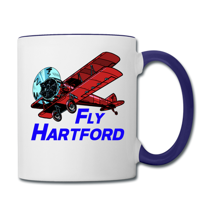 Fly Wisconsin - Hartford - Biplane - Contrast Coffee Mug - white/cobalt blue