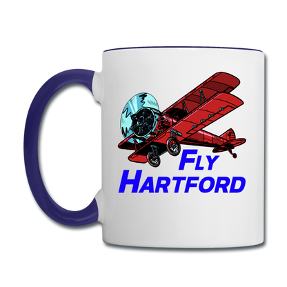 Fly Wisconsin - Hartford - Biplane - Contrast Coffee Mug - white/cobalt blue