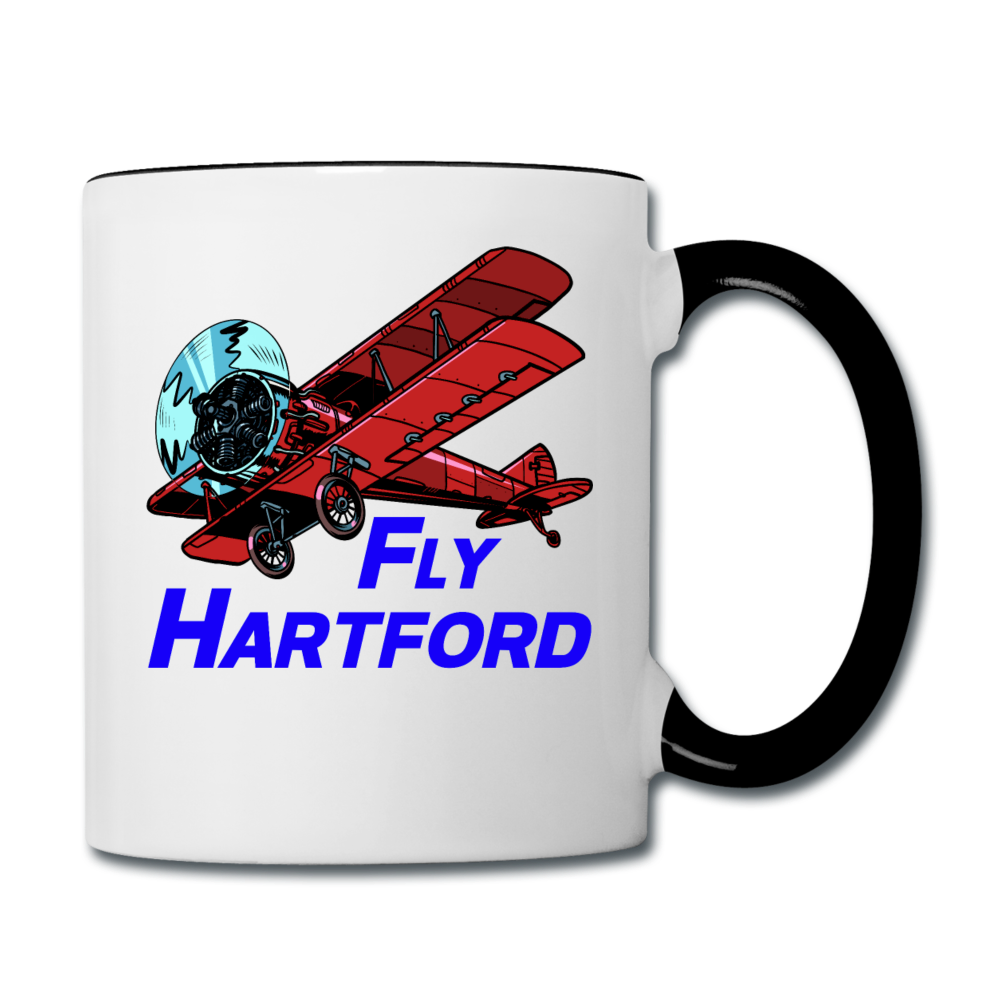 Fly Wisconsin - Hartford - Biplane - Contrast Coffee Mug - white/black