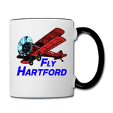 Fly Wisconsin - Hartford - Biplane - Contrast Coffee Mug - white/black