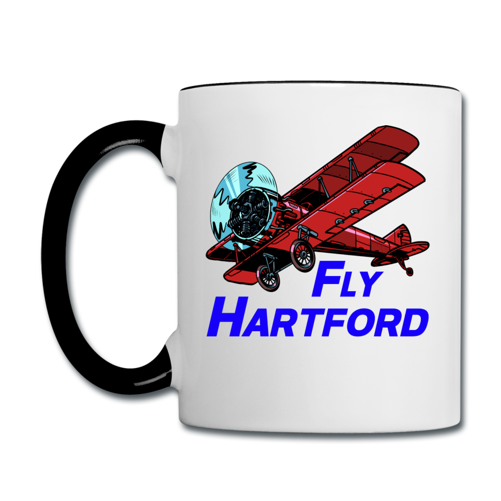 Fly Wisconsin - Hartford - Biplane - Contrast Coffee Mug - white/black