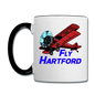 Fly Wisconsin - Hartford - Biplane - Contrast Coffee Mug - white/black