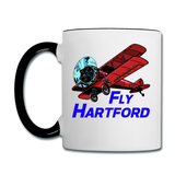 Fly Wisconsin - Hartford - Biplane - Contrast Coffee Mug - white/black