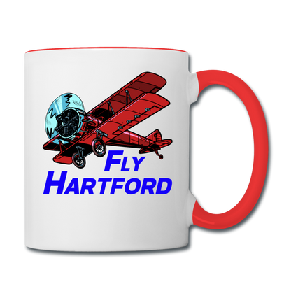 Fly Wisconsin - Hartford - Biplane - Contrast Coffee Mug - white/red