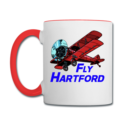 Fly Wisconsin - Hartford - Biplane - Contrast Coffee Mug - white/red