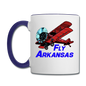 Fly Arkansas - Biplane - Contrast Coffee Mug - white/cobalt blue