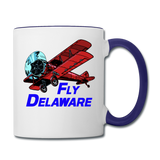 Fly Delaware - Biplane - Contrast Coffee Mug - white/cobalt blue