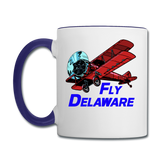 Fly Delaware - Biplane - Contrast Coffee Mug - white/cobalt blue