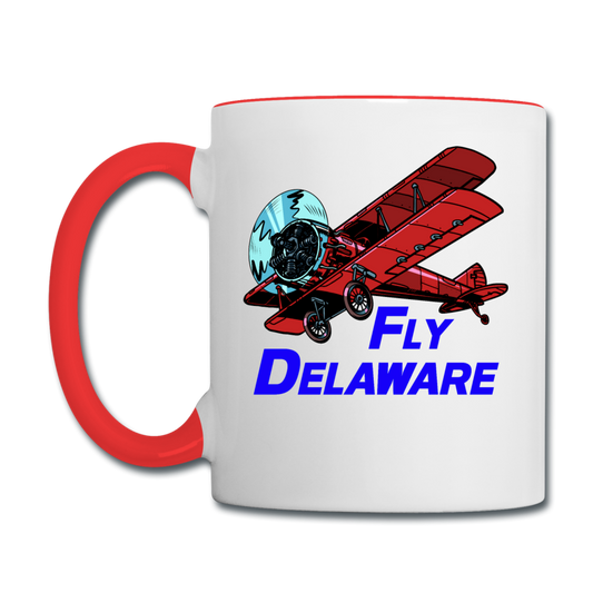 Fly Delaware - Biplane - Contrast Coffee Mug - white/red