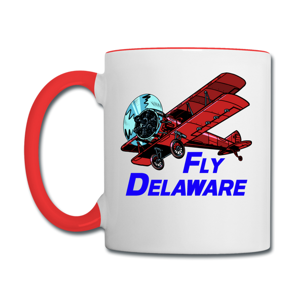 Fly Delaware - Biplane - Contrast Coffee Mug - white/red
