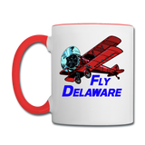 Fly Delaware - Biplane - Contrast Coffee Mug - white/red