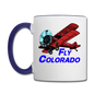 Fly Colorado - Biplane - Contrast Coffee Mug - white/cobalt blue