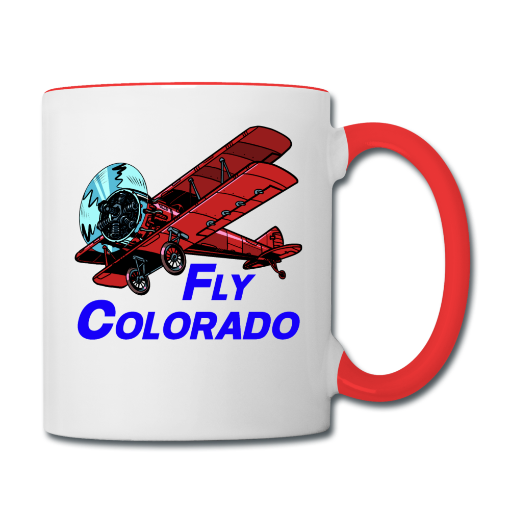 Fly Colorado - Biplane - Contrast Coffee Mug - white/red