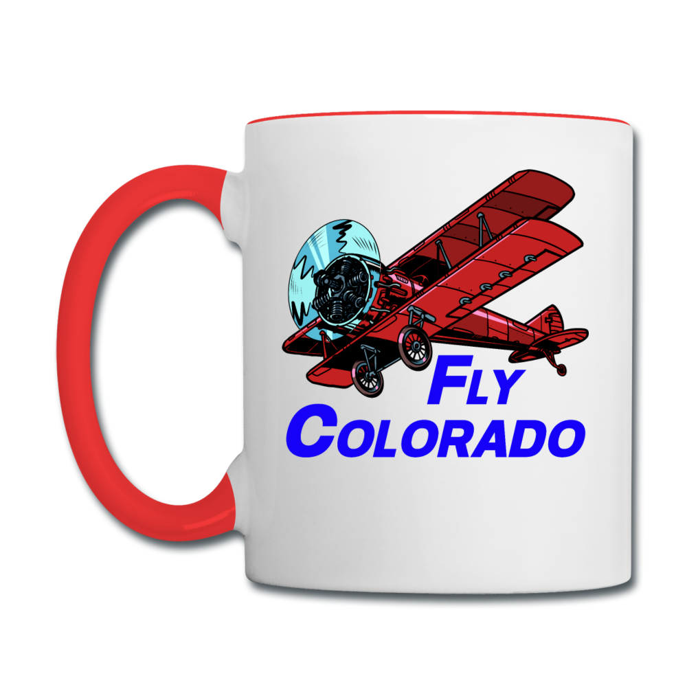 Fly Colorado - Biplane - Contrast Coffee Mug - white/red