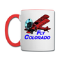 Fly Colorado - Biplane - Contrast Coffee Mug - white/red