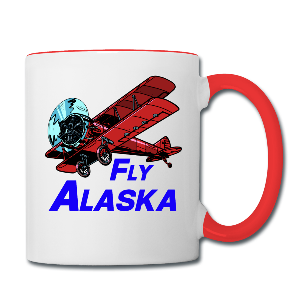 Fly Alaska - Biplane - Contrast Coffee Mug - white/red