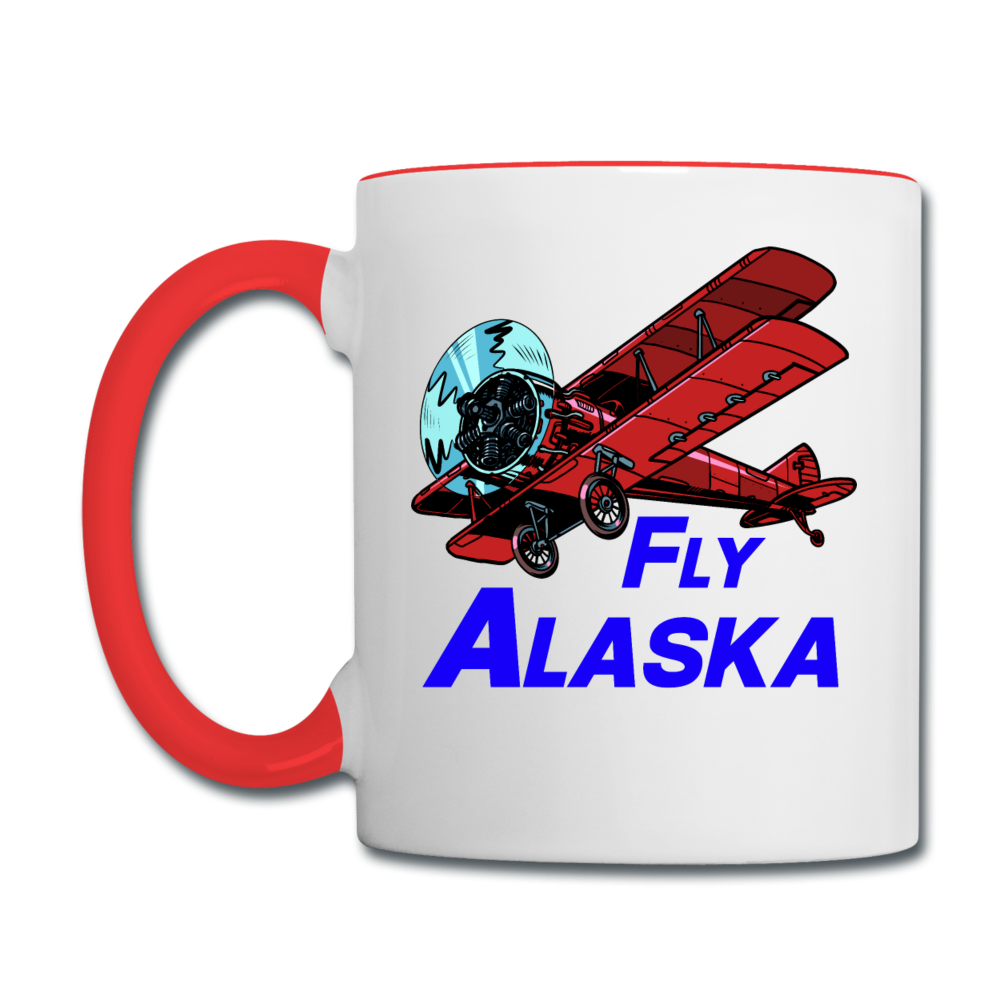 Fly Alaska - Biplane - Contrast Coffee Mug - white/red