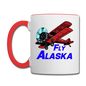 Fly Alaska - Biplane - Contrast Coffee Mug - white/red