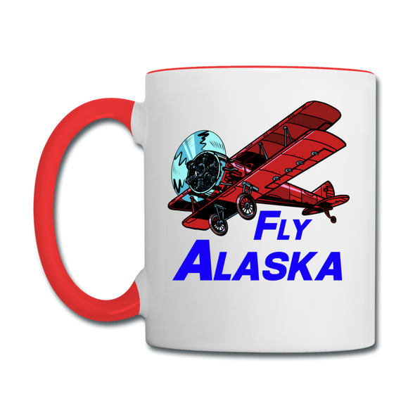 Fly Alaska - Biplane - Contrast Coffee Mug - white/red