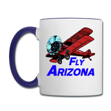 Fly Arizona - Biplane - Contrast Coffee Mug - white/cobalt blue