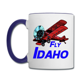 Fly Idaho - Biplane - Contrast Coffee Mug - white/cobalt blue