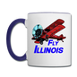 Fly Illinois - Biplane - Contrast Coffee Mug - white/cobalt blue