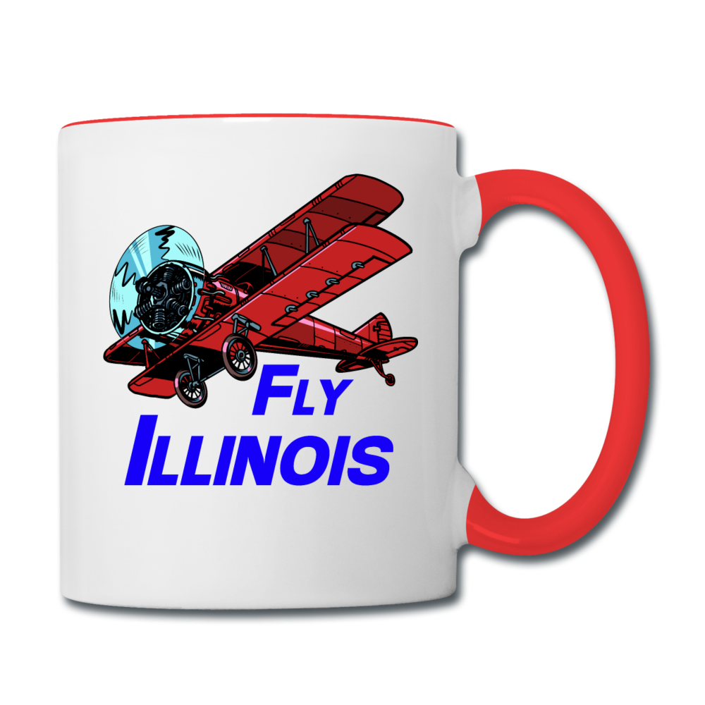 Fly Illinois - Biplane - Contrast Coffee Mug - white/red