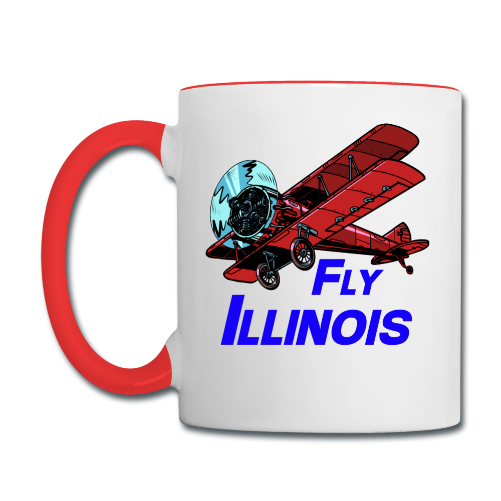 Fly Illinois - Biplane - Contrast Coffee Mug - white/red