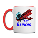 Fly Illinois - Biplane - Contrast Coffee Mug - white/red