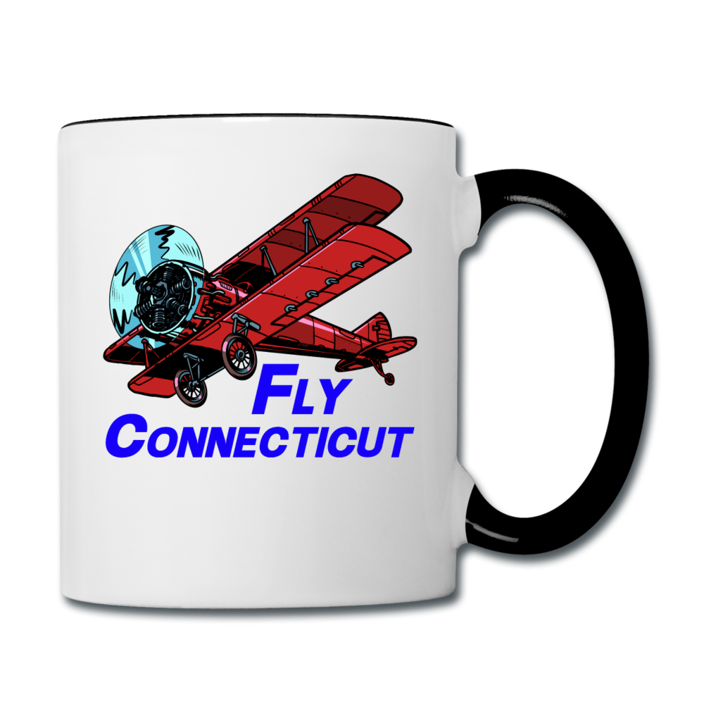 Fly Connecticut - Biplane - Contrast Coffee Mug - white/black