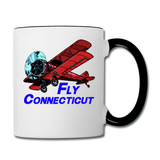 Fly Connecticut - Biplane - Contrast Coffee Mug - white/black