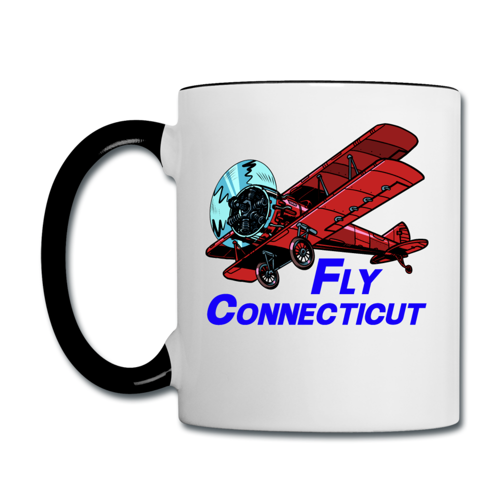 Fly Connecticut - Biplane - Contrast Coffee Mug - white/black