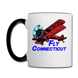 Fly Connecticut - Biplane - Contrast Coffee Mug - white/black