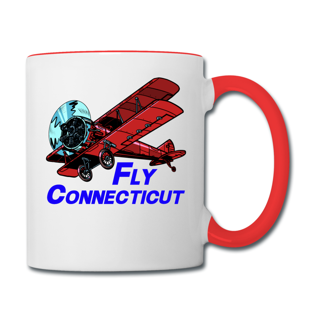 Fly Connecticut - Biplane - Contrast Coffee Mug - white/red