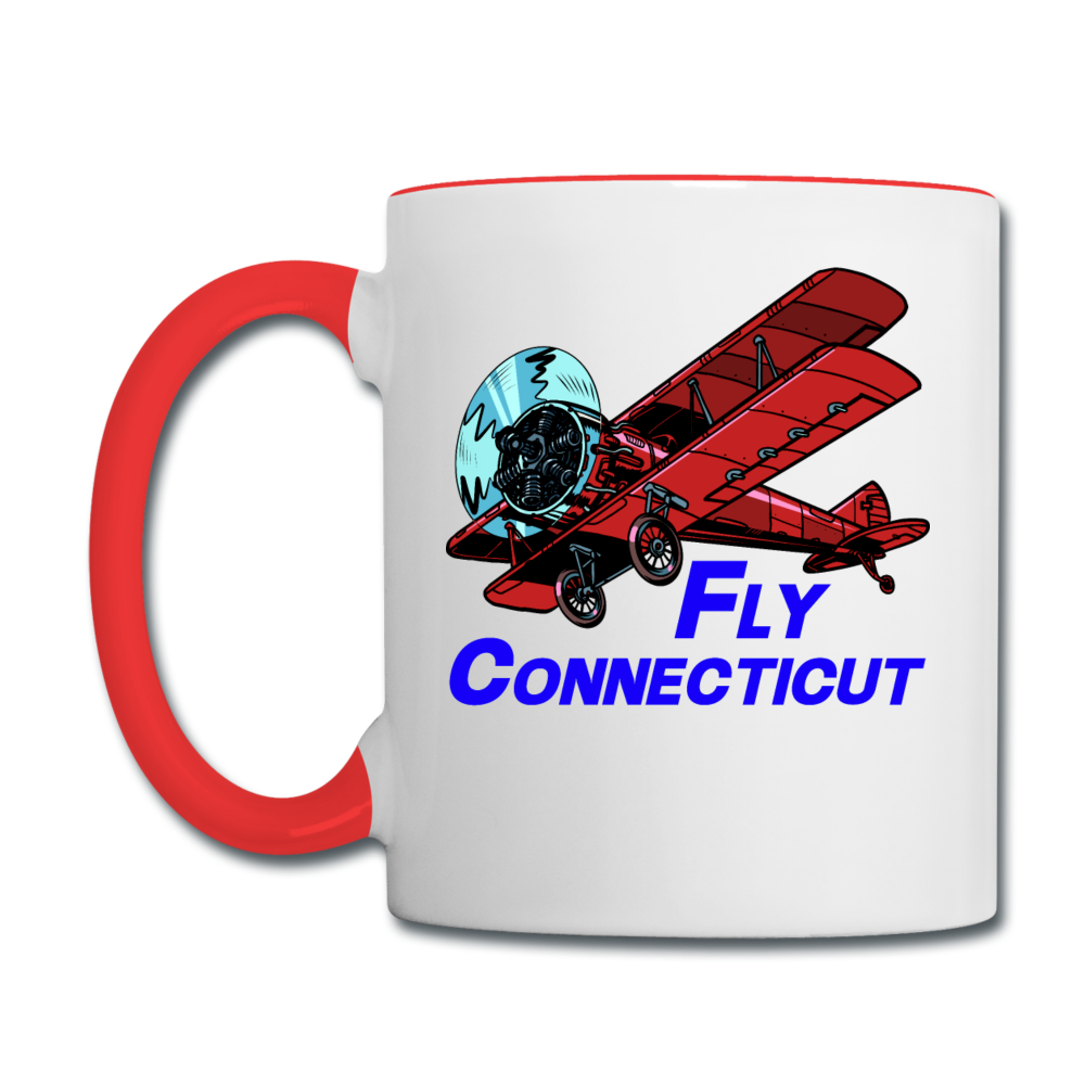 Fly Connecticut - Biplane - Contrast Coffee Mug - white/red