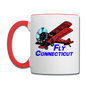 Fly Connecticut - Biplane - Contrast Coffee Mug - white/red