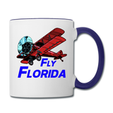 Fly Florida - Biplane - Contrast Coffee Mug - white/cobalt blue