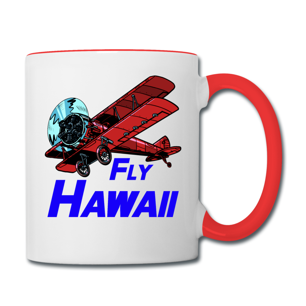 Fly Hawaii - Biplane - Contrast Coffee Mug - white/red