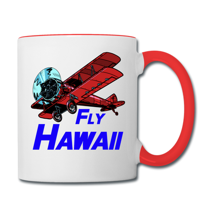 Fly Hawaii - Biplane - Contrast Coffee Mug - white/red