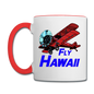 Fly Hawaii - Biplane - Contrast Coffee Mug - white/red