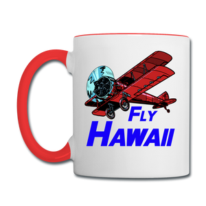 Fly Hawaii - Biplane - Contrast Coffee Mug - white/red
