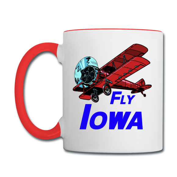 Fly Iowa - Biplane - Contrast Coffee Mug - white/red