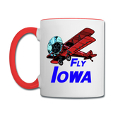 Fly Iowa - Biplane - Contrast Coffee Mug - white/red