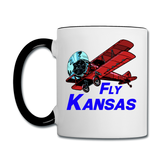 Fly Kansas - Biplane - Contrast Coffee Mug - white/black